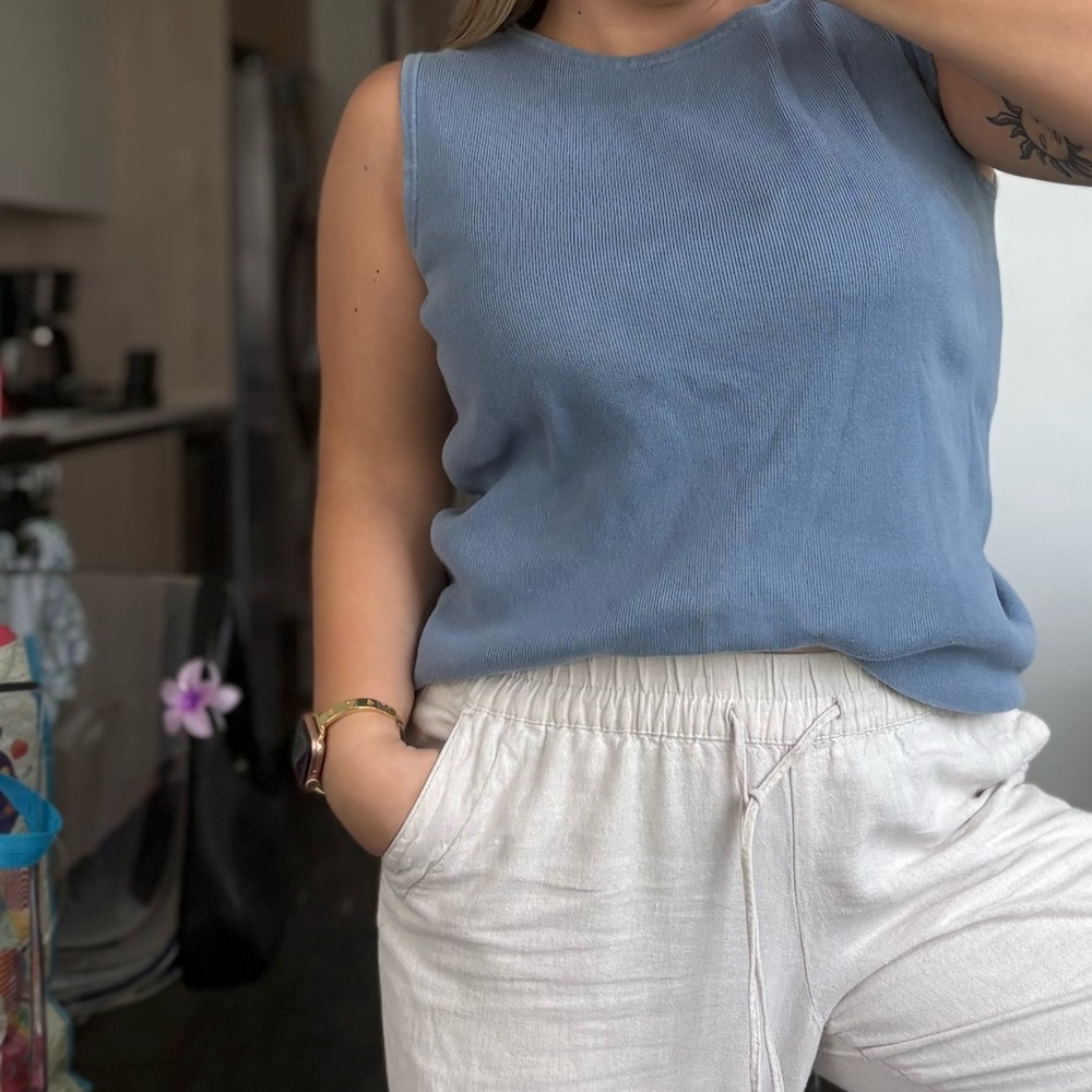 Charter Club Women's Soft Blue Sleeveless Top